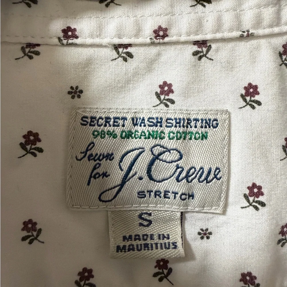 J. Crew White Button-Down‎ Shirt with Navy Microprint